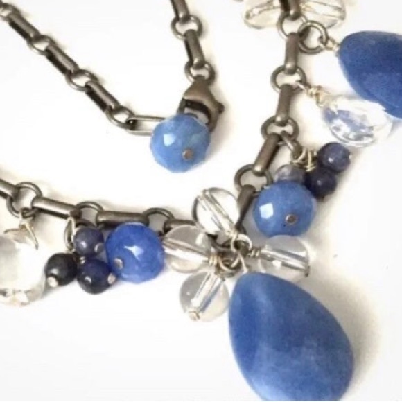 Vintage Silpada Sterling Silver Blue Quartz Sodalite and Crystal Necklace N1242 - Picture 9 of 10